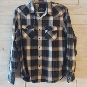 American Eagle Vintage Blue Plaid Western Shirt
